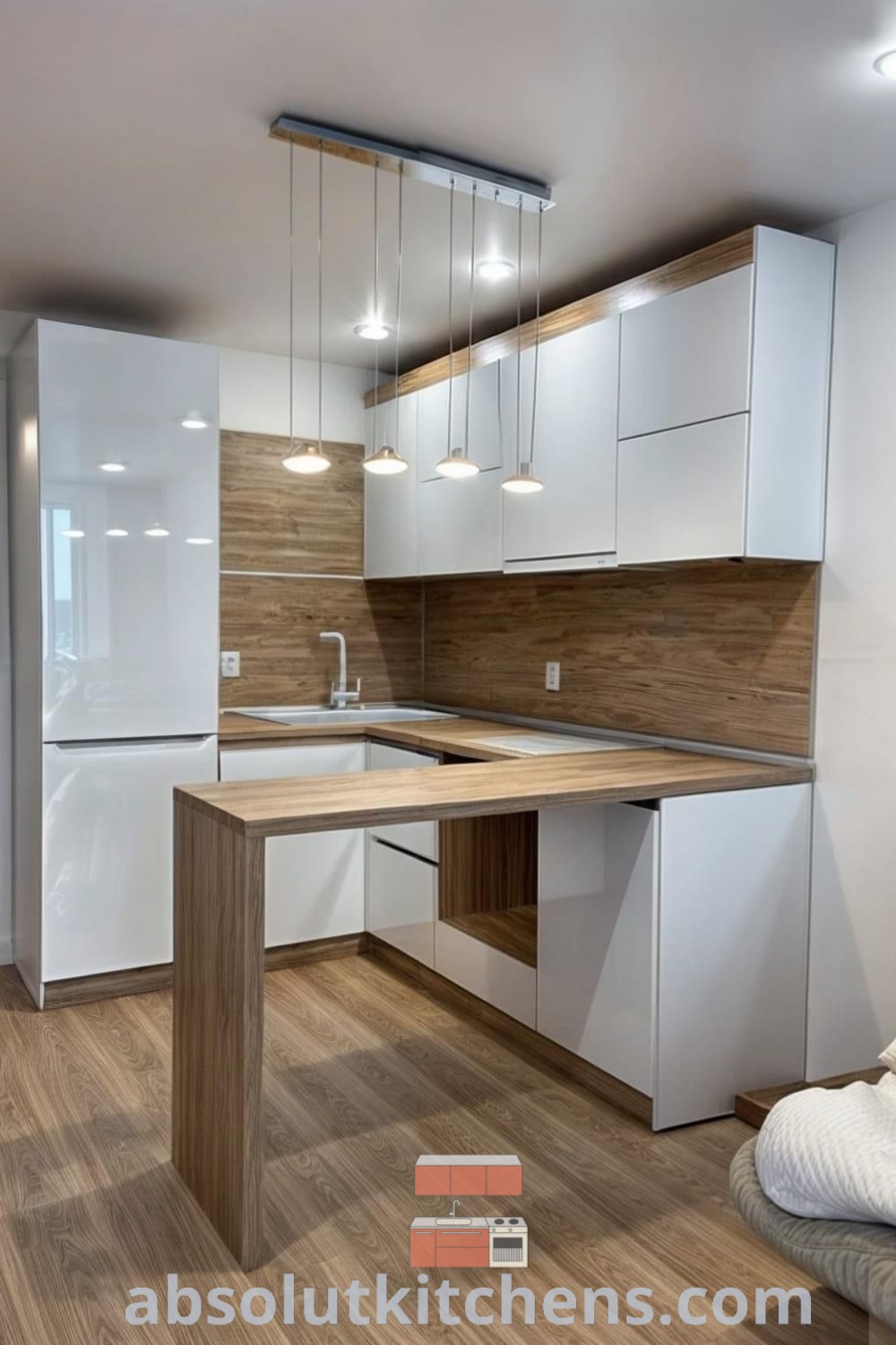 A contemporary kitchen showcasing marble floors and glossy white cabinets, exemplifying modern kitchen design with functional and aesthetic appeal. Discover practical ideas for your home and unique decor inspirations at wellnesswink.com.