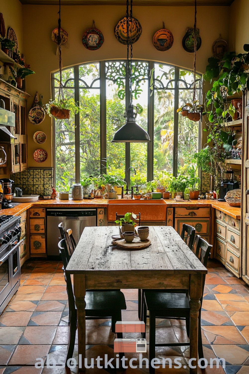 Bohemian Kitchen Design on absolutkitchens.com featuring vibrant cabinetry, cozy kitchen atmosphere, and inspiring decorating ideas for small spaces.