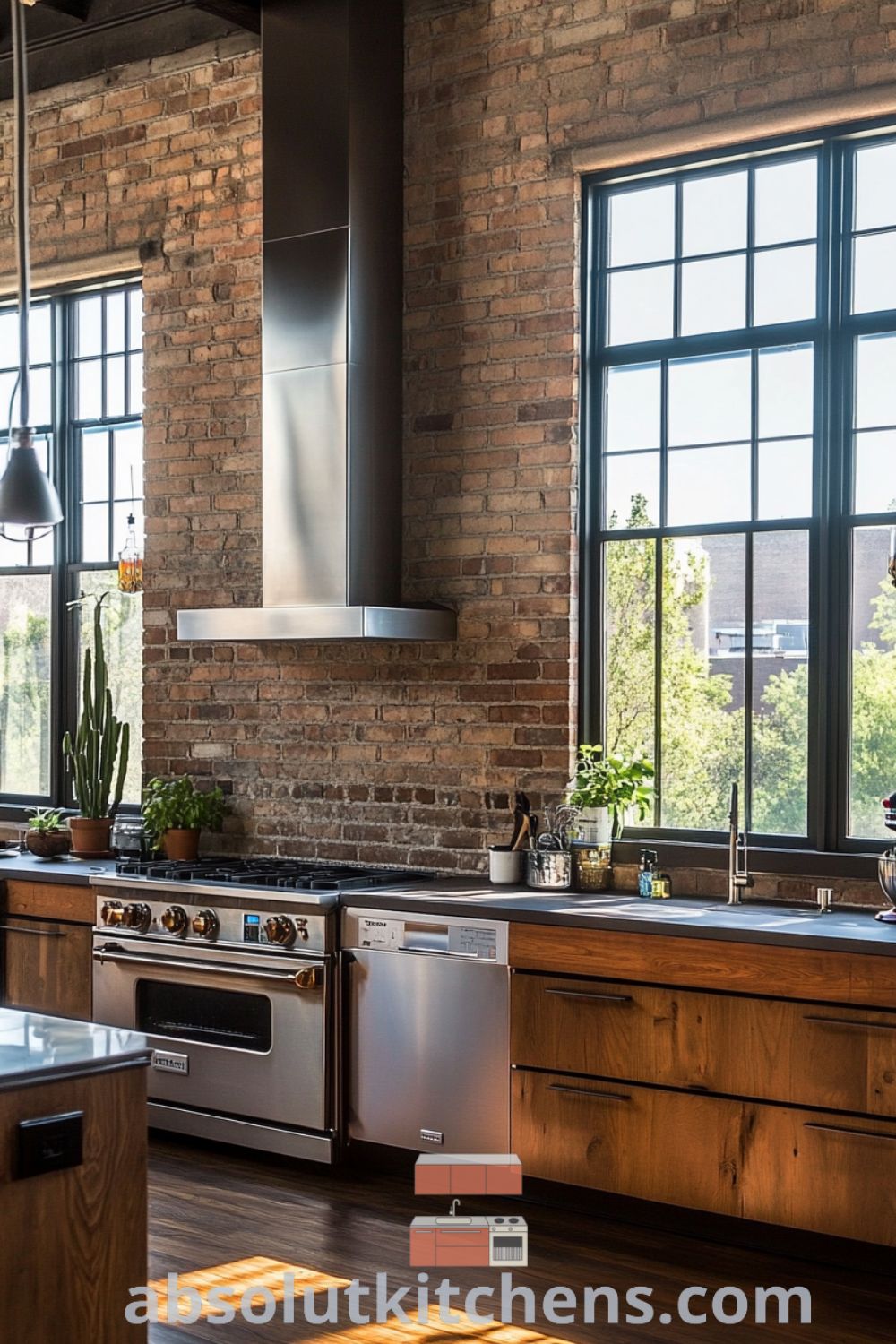 Urban loft kitchen ambiance on absolutkitchens.com featuring a blend of modern lofts, loft kitchen design, cozy aesthetic, and inspiring decor ideas for small spaces.