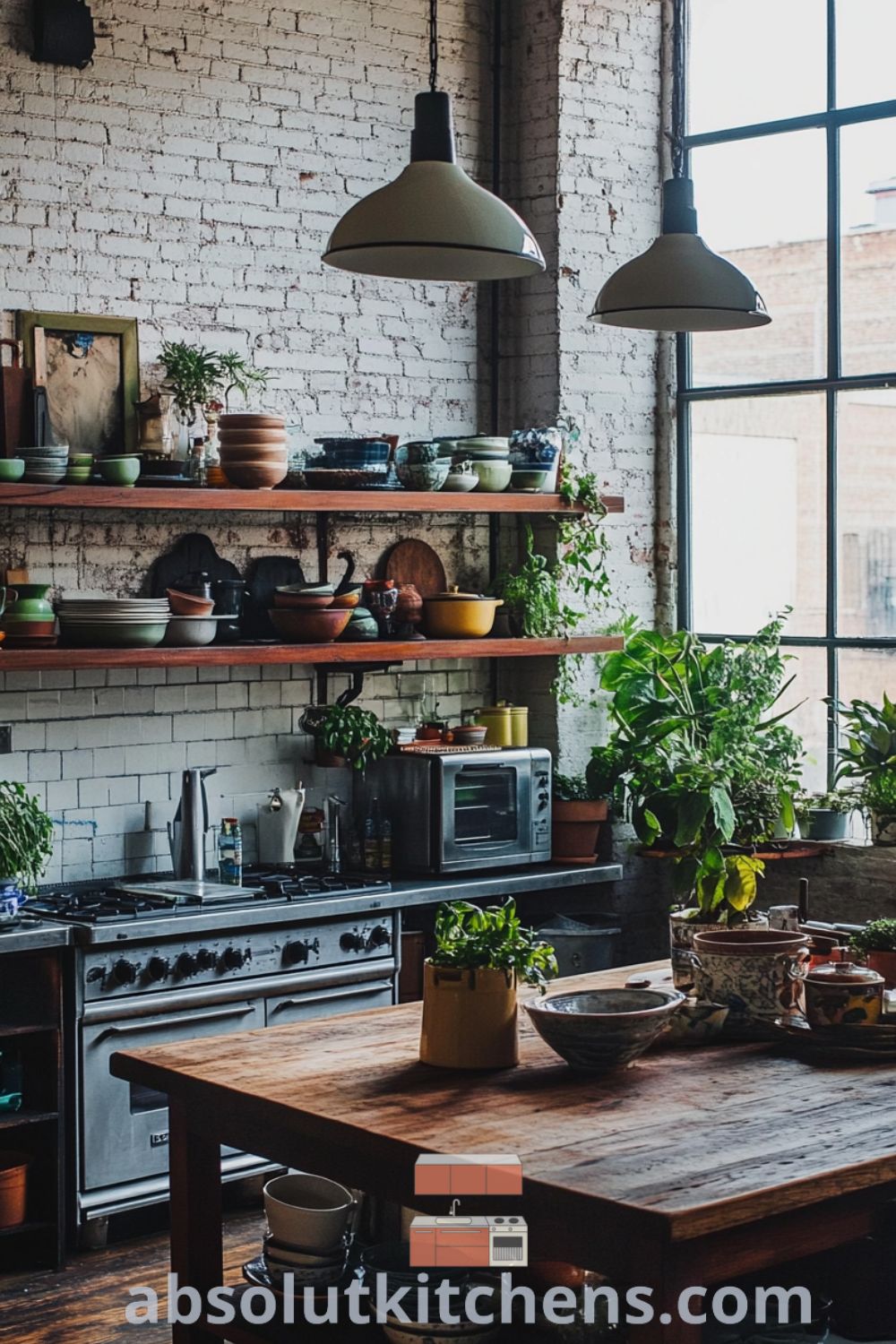 Spacious loft kitchen design on absolutkitchens.com featuring natural light, modern lofts, and decor ideas for small spaces with an inviting atmosphere.