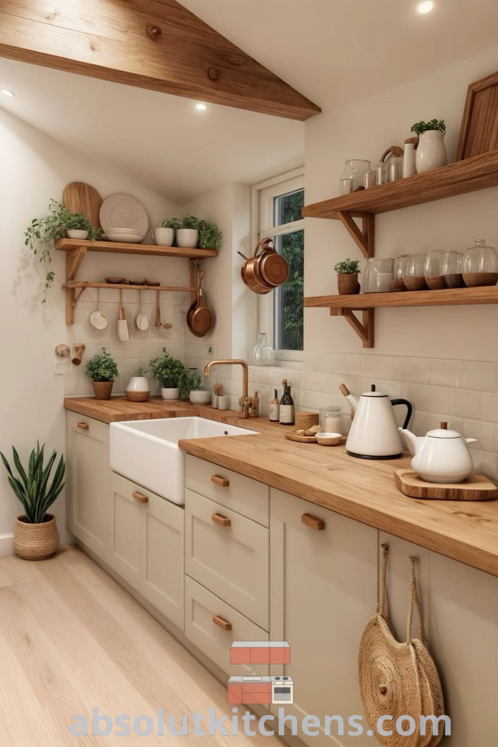 A cozy kitchen filled with wooden countertops, showcasing clean kitchen aesthetics and practical wood cupboards. This kitchen design inspires a warm atmosphere perfect for modern home vibes and offers unique ideas for decor at wellnesswink.com.