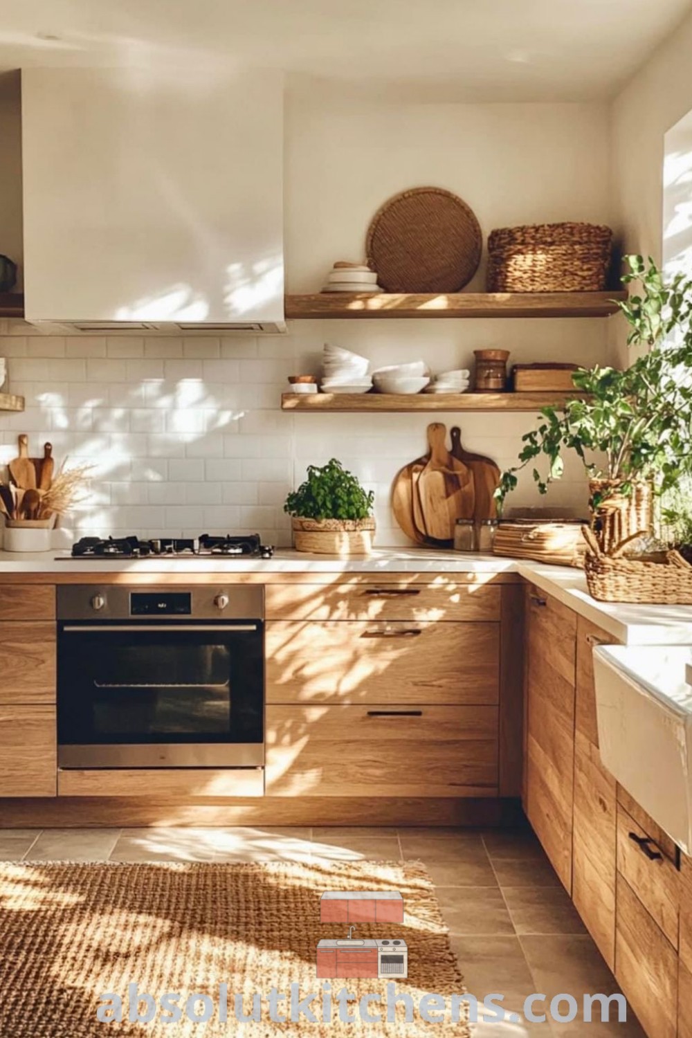 A clean and inviting kitchen featuring a Natural Kitchen Aesthetic, inspired by California and Scandinavian design elements with Surf Kitchen decor ideas. This bright space promotes coziness and functionality, perfect for any time of day. Explore more unique design inspirations at wellnesswink.com.