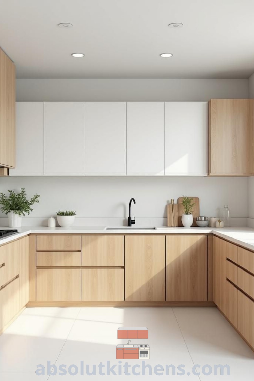 A modern small kitchen design in an apartment featuring sleek white cabinets and a clean, organized layout, perfect for both cooking and dining. This decor inspiration presents unique ideas for maximizing space in small apartment kitchens, enhancing functionality and style, available at wellnesswink.com.