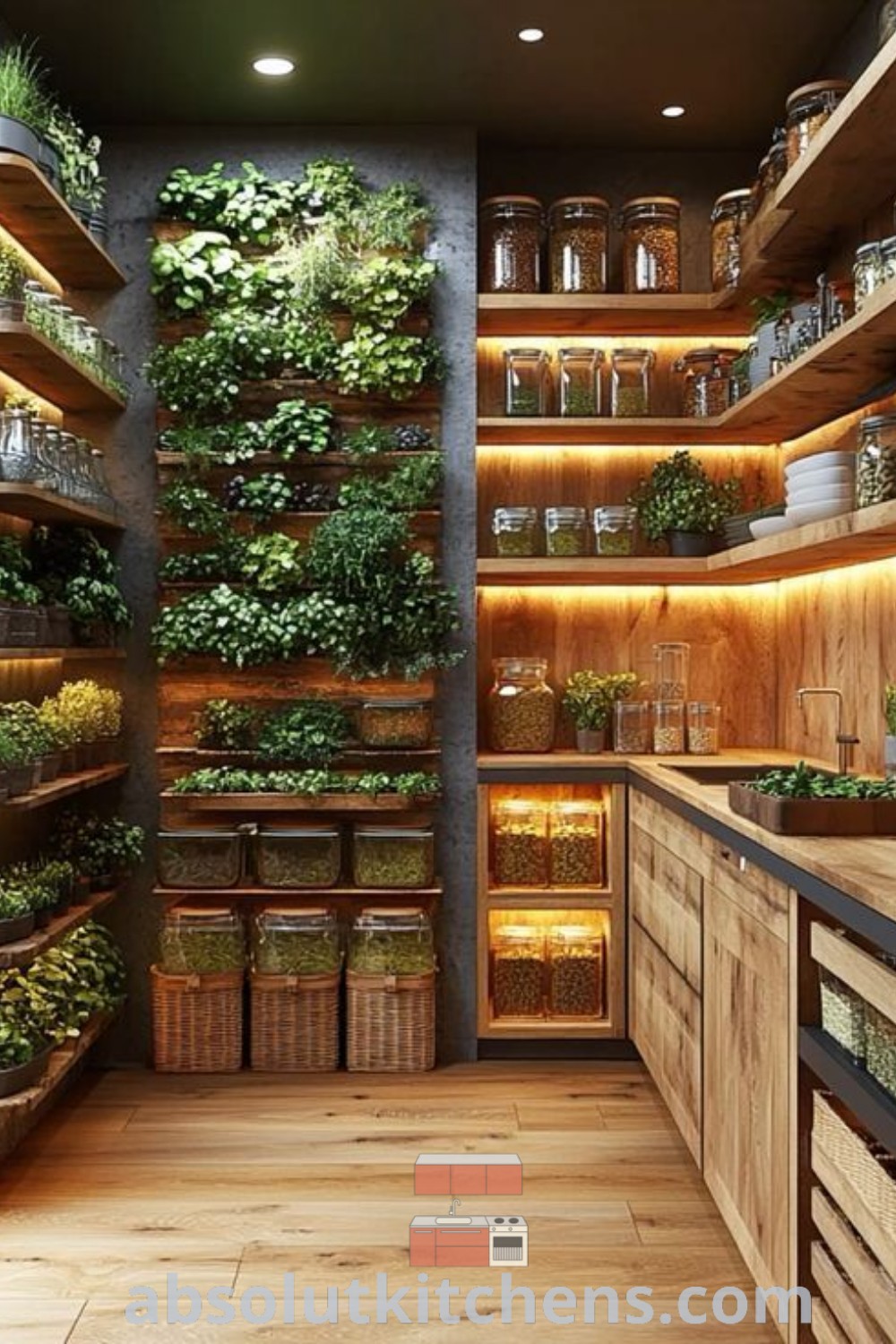A modern kitchen garden with abundant plants near a large window, showcasing decor ideas for small spaces and enhancing the cozy aesthetic. This indoor herb garden illustrates design trends that inspire vibrant cooking environments. Explore more ideas at absolutkitchens.com.