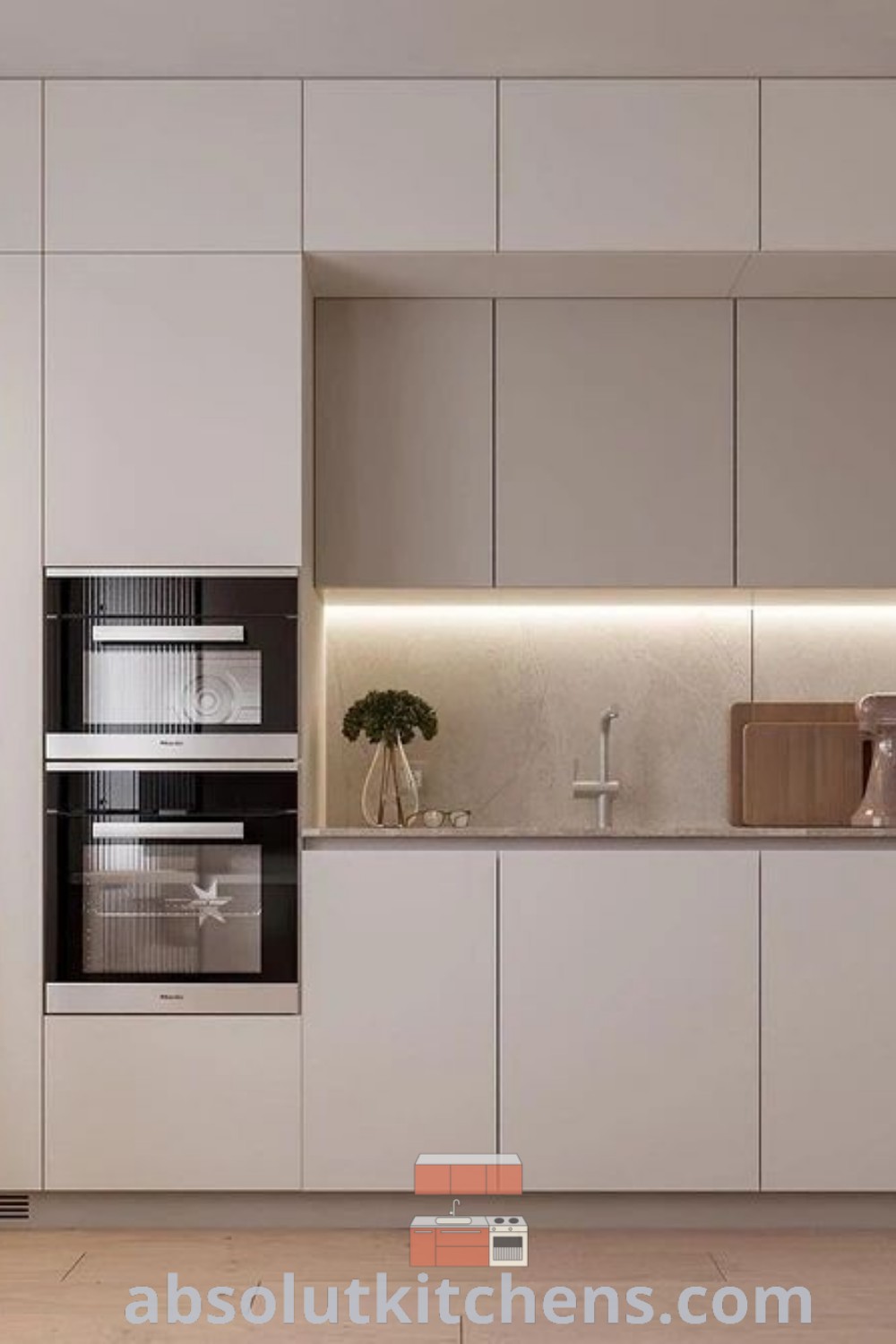 A clean and modern luxury kitchen with stylish cabinets, showcasing minimal kitchen design and decor ideas. This inviting space from wellnesswink.com promotes inspiring kitchen interior design, perfect for creating a cozy and functional home.